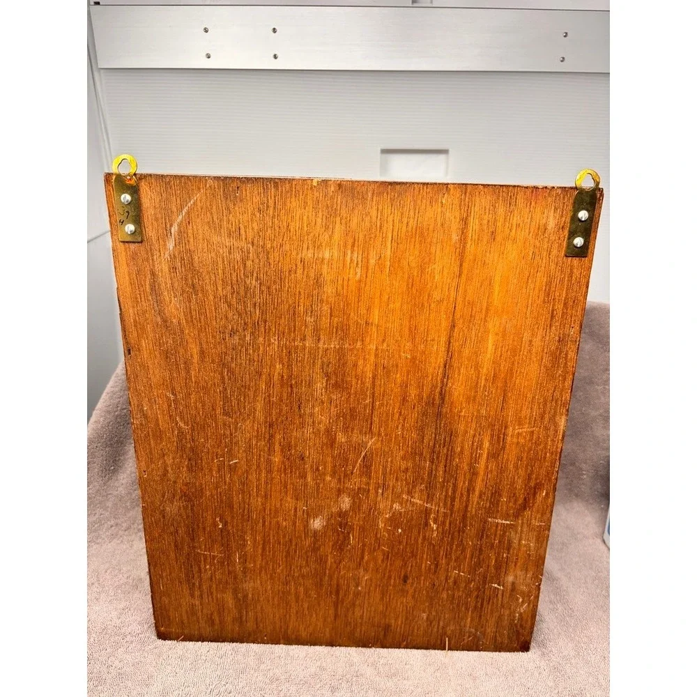 Handmade Wood Wall Cabinet Small Brown Good Heart Mesh Carved Leaf Rustic Decor